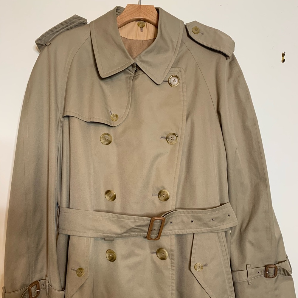 BURBERRY Long Kensington Trench w/ Removable Warm Lining Vintage Sz 44L - Picture 2 of 15